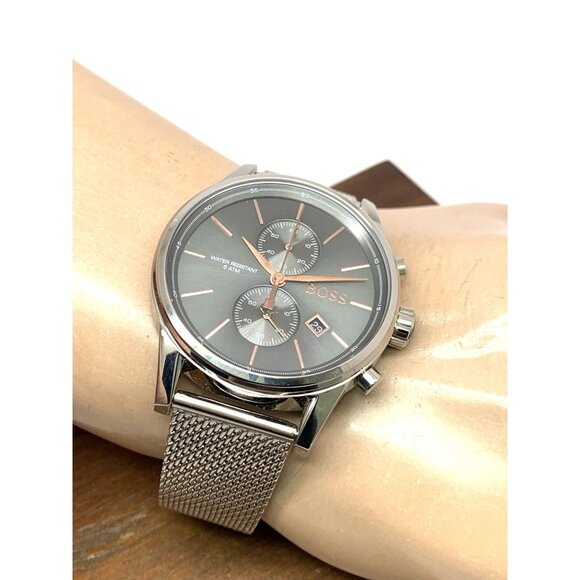 Hugo Boss Men's Watch 1513440 Quartz Chronograph Gray Dial Silver Steel 41mm - Picture 5 of 13